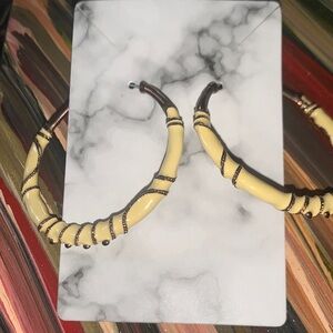 Yellow and Brown Hoop Earrings